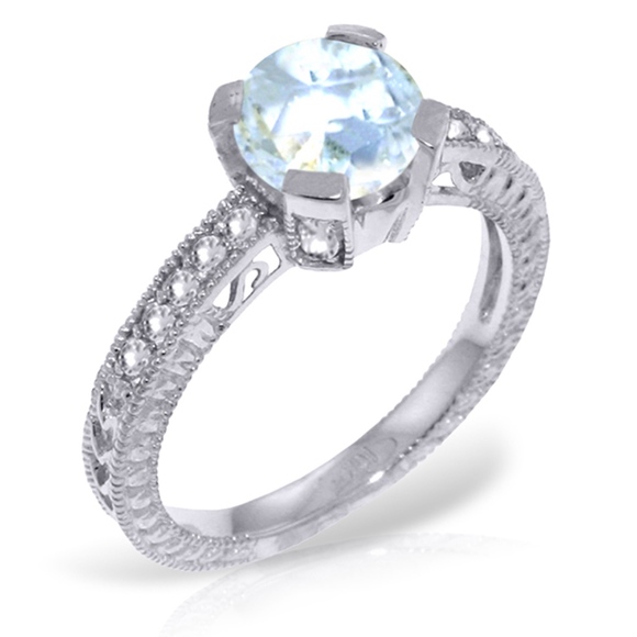 Galaxy Gold Products Jewelry - SOLID GOLD RINGS W/ NATURAL DIAMONDS & AQUAMARINE